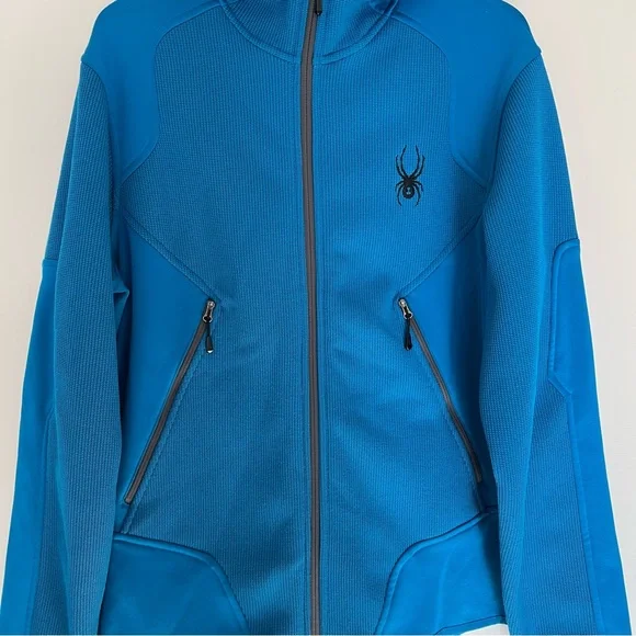 Spyder Men’s Size Large Blue Full Zip Up Hooded Sweater Jacket